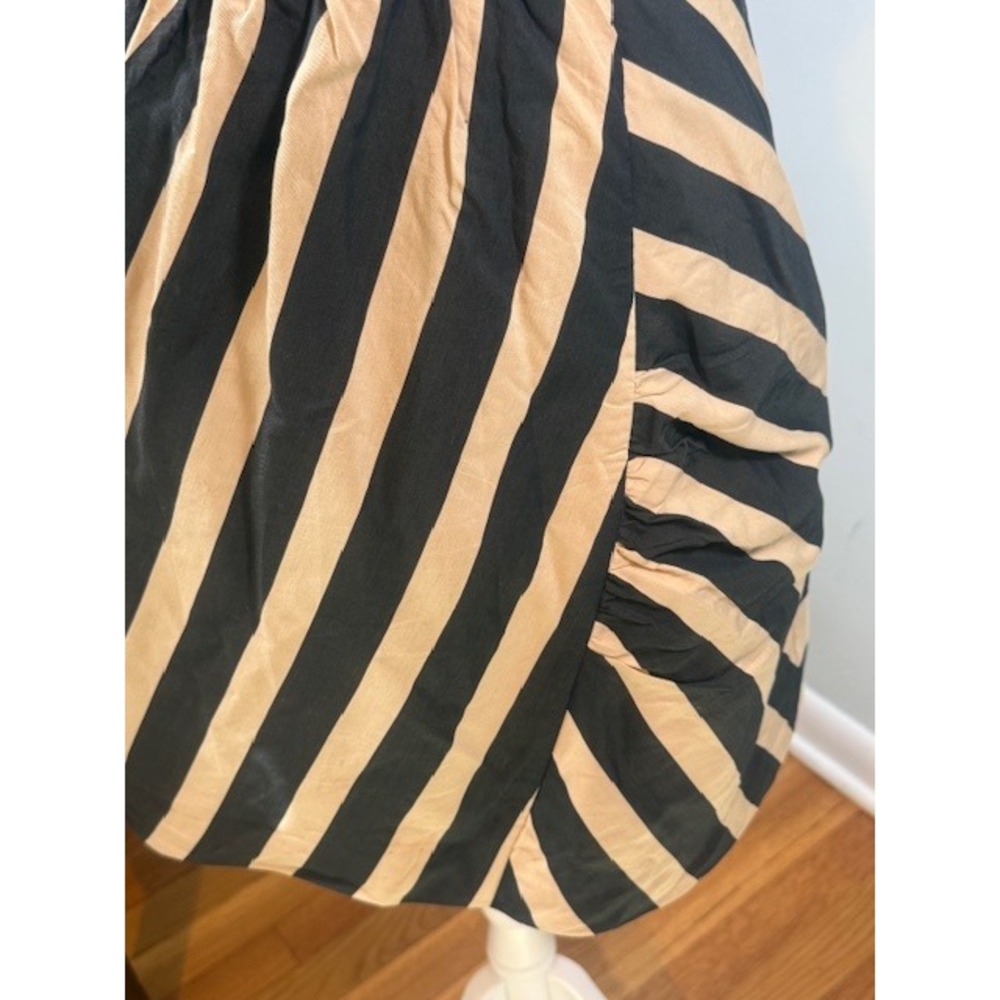 Leifsdottir Anthropologie Striped Halter Dress Sz 12 Silk Cotton Blend Black Tan - Picture 7 of 13